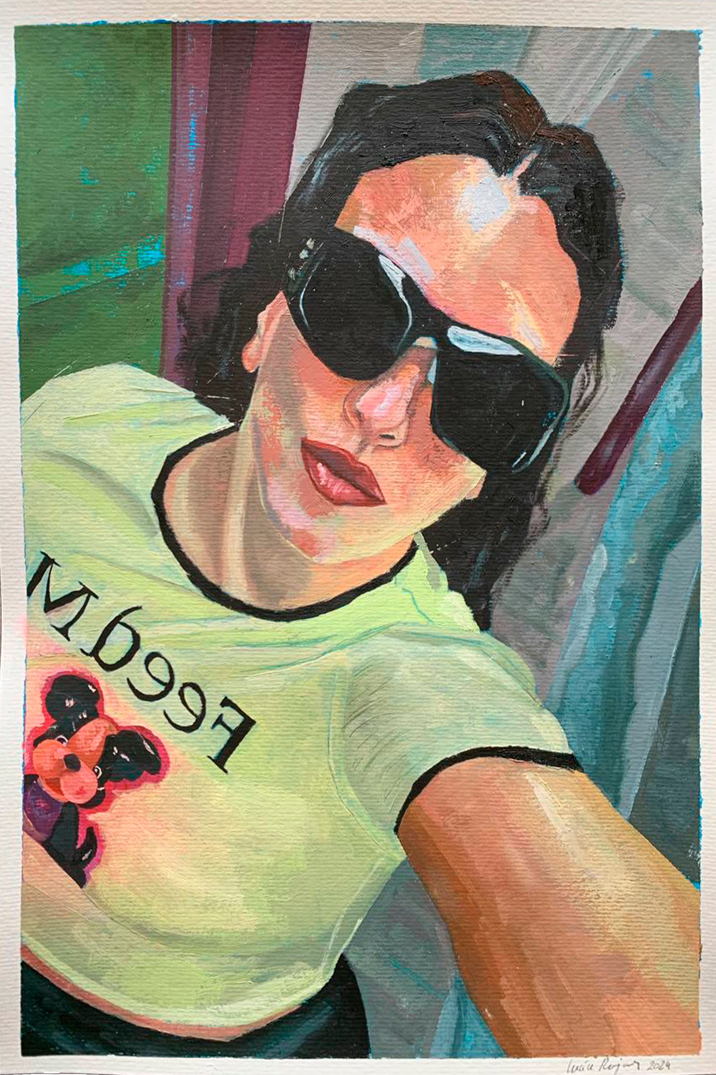 Pintura al óleo sobre papel inspirada en Rosalía. Obra original llena de fuerza y expresión, ideal para amantes del arte y la música.