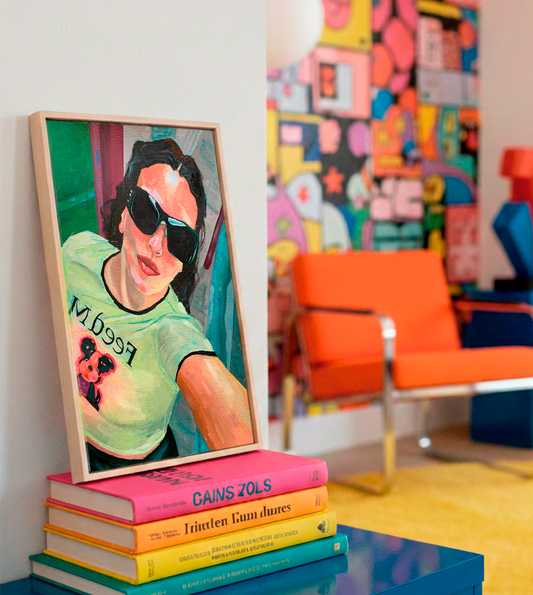 Pintura al óleo sobre papel inspirada en Rosalía. Obra original llena de fuerza y expresión, ideal para amantes del arte y la música.