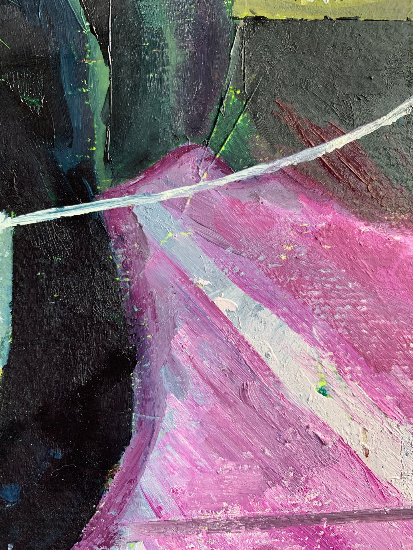 Detalles de pintura al oleo de una gata negra