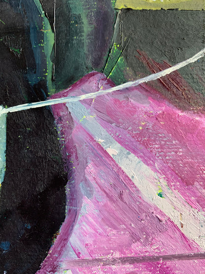 Detalles de pintura al oleo de una gata negra